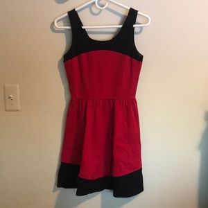 Red and black A-line dress